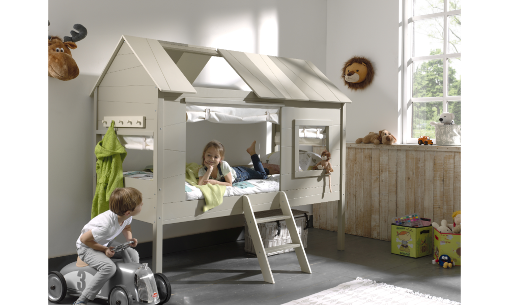 JUNIOR - Lit cabane 90 x 200 bi-couleur 