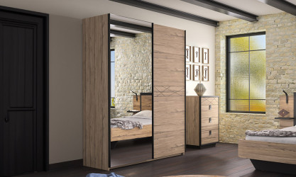 Thalya - Armoire 2 portes dont 1 porte glace  